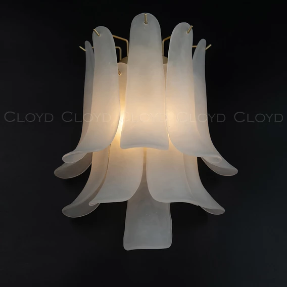 Бра Cloyd AZORES-A W2 / выс. 42 см - латунь светл. - белое матовое стекло (арт.20470) - фото, цена, описание, характеристики