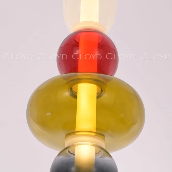 Подвесной светильник Cloyd SUPERNOVA-A P1 / выс. 55 см - 4 яруса - черный - красн. стекло (арт.11404) - фото, цена, описание, характеристики