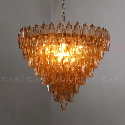 Люстра Cloyd CALCUTTA C9 / Ø60 см - латунь - янтарн.стекло (арт.11682) - фото, цена, описание, характеристики