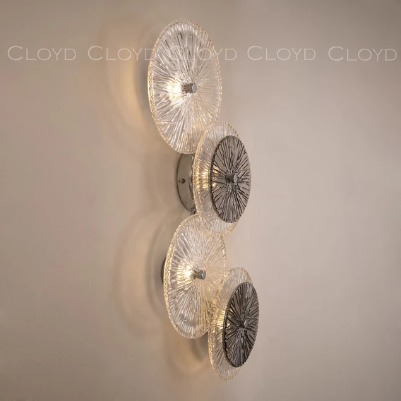 Бра Cloyd HELION-A W4 / выс. 62 см - хром - дымчатое стекло (арт.20320-1) - фото, цена, описание, характеристики
