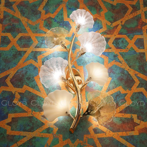 Бра Cloyd POLYNESIA W7 / выс. 77 см - стекло, керамика - золото (арт.20112) - фото, цена, описание, характеристики