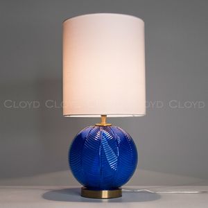 Настольная лампа Cloyd ARBUSS T1 / выс. 61 см - латунь - синее стекло (арт.30120) - фото, цена, описание, характеристики