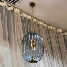 Подвесной светильник Cloyd KAROO P7 / выс. 50 см - латунь - синее стекло (арт.10514) - фото, цена, описание, характеристики